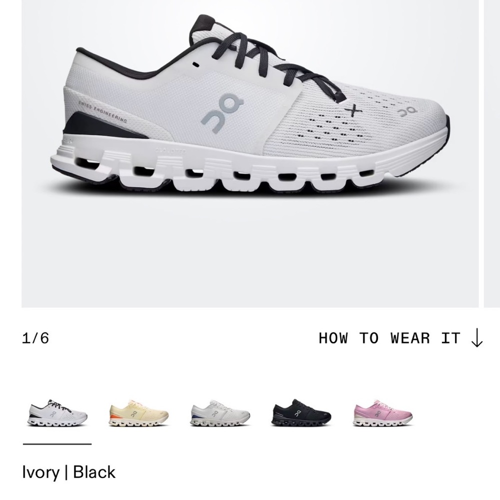 On Running X women trainer in white with black trim